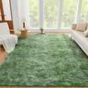 Litanika 4x6 Fluffy Shag Faux Fur Area Rug for Living Room Bedroom, Tie-Dyed Army Green High Pile Soft Plush Shaggy Furry Bedside Playroom Dorm Carpet, Non-Slip, Non-Shedding Modern Indoor Floor Rug