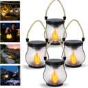 2026 New Upgrade Solar Lantern Outdoor Waterproof, Retro Dancing Flame Solar Lantern Outdoor Lights with Dual Charging, Suitable for Camping Trails Yard Terrace Porch Garden Decoration（4PC）