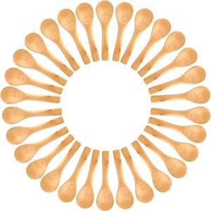 Small Wooden Spoons 50 PCS Mini Wooden Spoons for Body Scrubs/Sugar Scrubs/Spices/Ice Cream/Bath Salts, 3.93inch Little Wooden Spoon (Bright Brown)