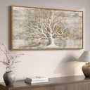 Large Framed Tree of Life Wall Art for Living Room, Rustic Farmhouse Abstract Tree Canvas Painting Print Artwork for Walls, Modern Neutral Forest Picture for Bedroom Office Wall Decor, 60x30 In