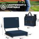 HUTMANG Bleacher Chairs with Back and Cushion,Stadium Seats with Back Support,Portable Bleacher Seat with Should Strap,Folding Comfort Padded Stadium Chairs for Adults Watch All Sport Event(Navt Blue)