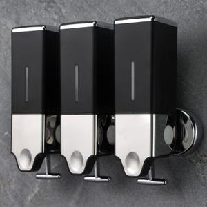 3 x 500ml per Cup Wall Mounted Manual Soap Dispenser for Home, Bath, Kitchen, Hotels, Restaurants, Shower and Lotion Dispenser (Black)