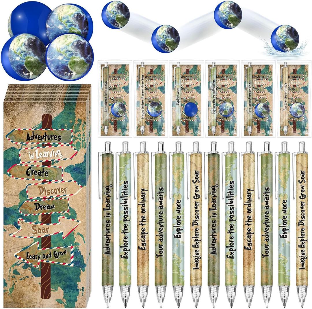 TaoBary 24 Pcs Travel Pen Back to School, Inspirational Pens Earth Balls