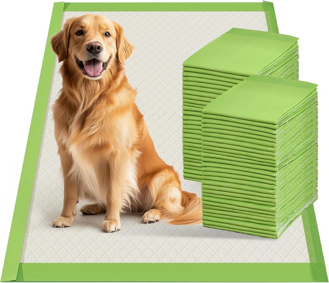 Gardner Pet Dog Pee Pads Extra Large 29"x47", XL Thicker ECO Green Disposable Puppy Training Pads Super Absorbent Full Edge-Wrapping Pad for Dogs, Puppies, Cats, Rabbits (50 Count)