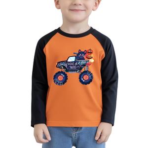 Pumpkin Shirt Toddler Halloween Shirt for Kids Boys Girls Halloween T-Shirts Ghost Clothes Long Sleeve Cotton Tee 2T-8Y