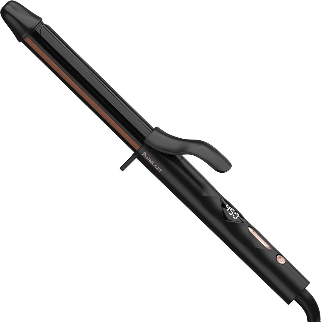 ANNLARY 1 Inch Curling Iron, Titanium Ceramic Hair Curler, Fast Heating Curling Wand with 8 Heat Settings with LED Display for All Hair Types Dual Voltage 110-240V for Travel