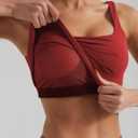 Womens Sports Bra  Workout Crop Tank Tops for WomenSleeveless Square Neck Padded Bras with Built in Bra (Red, M)
