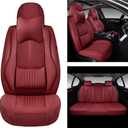 BWTJF Car Seat Covers Full Set, Front and Rear Seat Covers for Cars, Waterproof Leather Auto Seat Protectors with Head Pillow, Car Seat Cushions Fit for Most Sedans SUV Pick-up Truck, Wine Red