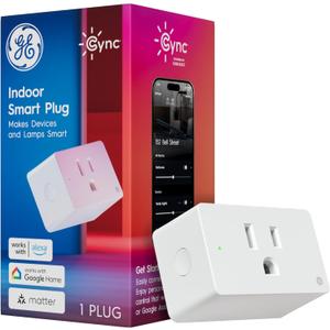 GE Cync Smart Indoor Plug, Smart Outlet Control, WiFi Outlet, Matter Compatible, Compatible with Alexa and Google Home (1 Pack)