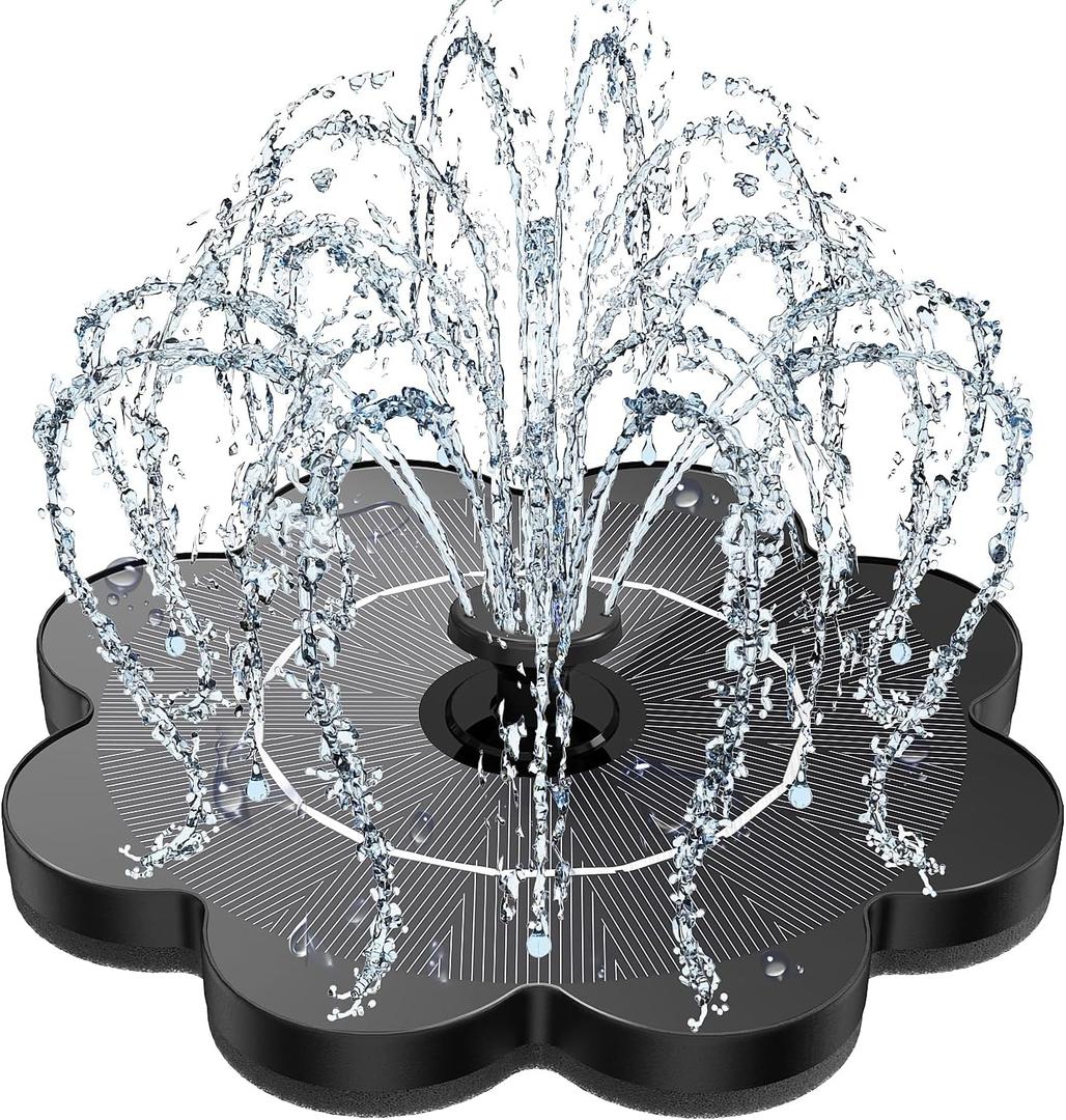 Yzert Solar Fountain Flower Shape-No Battery, Glass 3.5W Solar Water Fountain with 7 Nozzles & 4 Fixer Rods,Solar Fountain Pump for Bird Bath, Outdoor, Pool, Garden, Pond & Flower Pot, Black