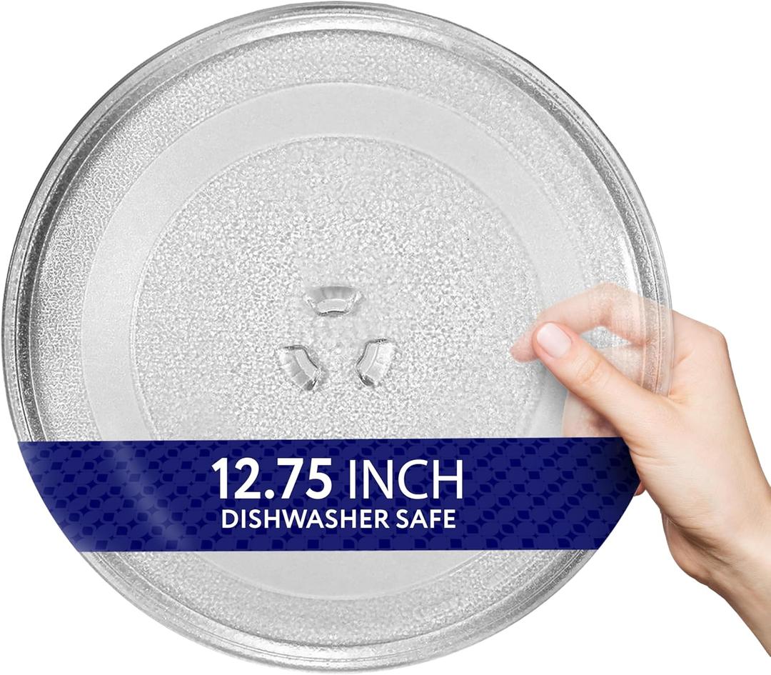 IMPRESA Microwave Glass Plate - 12.75" Diameter Glass Microwave Plate Replacement - Even Heat Distribution, Turntable Tray - Compatible with Sears, Kenmore & LG