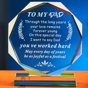 Dad Gifts From Daughter Desktop Decor - Meaningful Birthday, Christmas, Valentines, Thanksgiving, Retirement Present for Father, Step Bonus Dad Daddy Papa Keepsake Plaque for Desk Decor