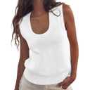 Saodimallsu Women's Ribbed Knit Sweater Vest, White, Large
