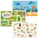 Babebay Disposable Placemats for Baby, 40 Pack Sticky Toddler Placemat for Restaurants, Dining Table, Party, Travel, 12" x 18" with 3 Designs (Animal Alphabet and Ocean)