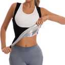 3 x Sauna Suit Waist Trainer Vest for Women Belly Fat, Zipper Waist Trimmer Body Shaper Vest Sweatsuit Workout Shirt