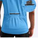 Men's Cycling Jersey Moisture Wicking Short Sleeve Half Zip Bike Road Mountain Biking Bicycle Biker Quick Dry UPF SPF Riding Sun Protection Racing Shirts for Men Zipper Pockets (Sky Blue, M)