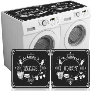 Teenyyou 2 Pcs Washer and Dryer Covers Top Protector Mat Non Slip Washing Machine Cover Dust Proof Quick Drying Protective Dust Cover Pad for Laundry Room Kitchen (26.5 x 26.5 Inch,Elegant Frame)