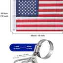 Boat Flag 2 Pack, American Flag for Boat 12 x 18 inches, US Universal Marine Boat Flag with 4 Stainless Steel Clamps, Double Side Nylon Outdoor Banner for Marine, Boat