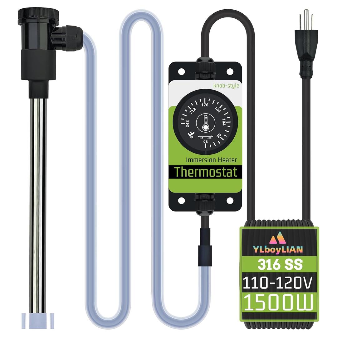 1500W Immersion Water Heater for Hot Tub, Pool, Pond, Baptismal, Inflatable/inground/Above Ground Pool & Bathtub Portable Electric Submersible Water Heater with Thermostat and GFCI
