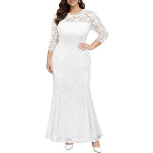 Plus Size Wedding Dress for Bride - Formal Evening Gown Party Lace Mermaid Dresses (White) Size W 14 Plus