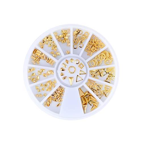FRCOLOR 120 Pcs Mixed Metallic Nail Studs Oval Circle Triangle Frame 3D Nail Decoration Accessories for Diy Manicure and Art Designs