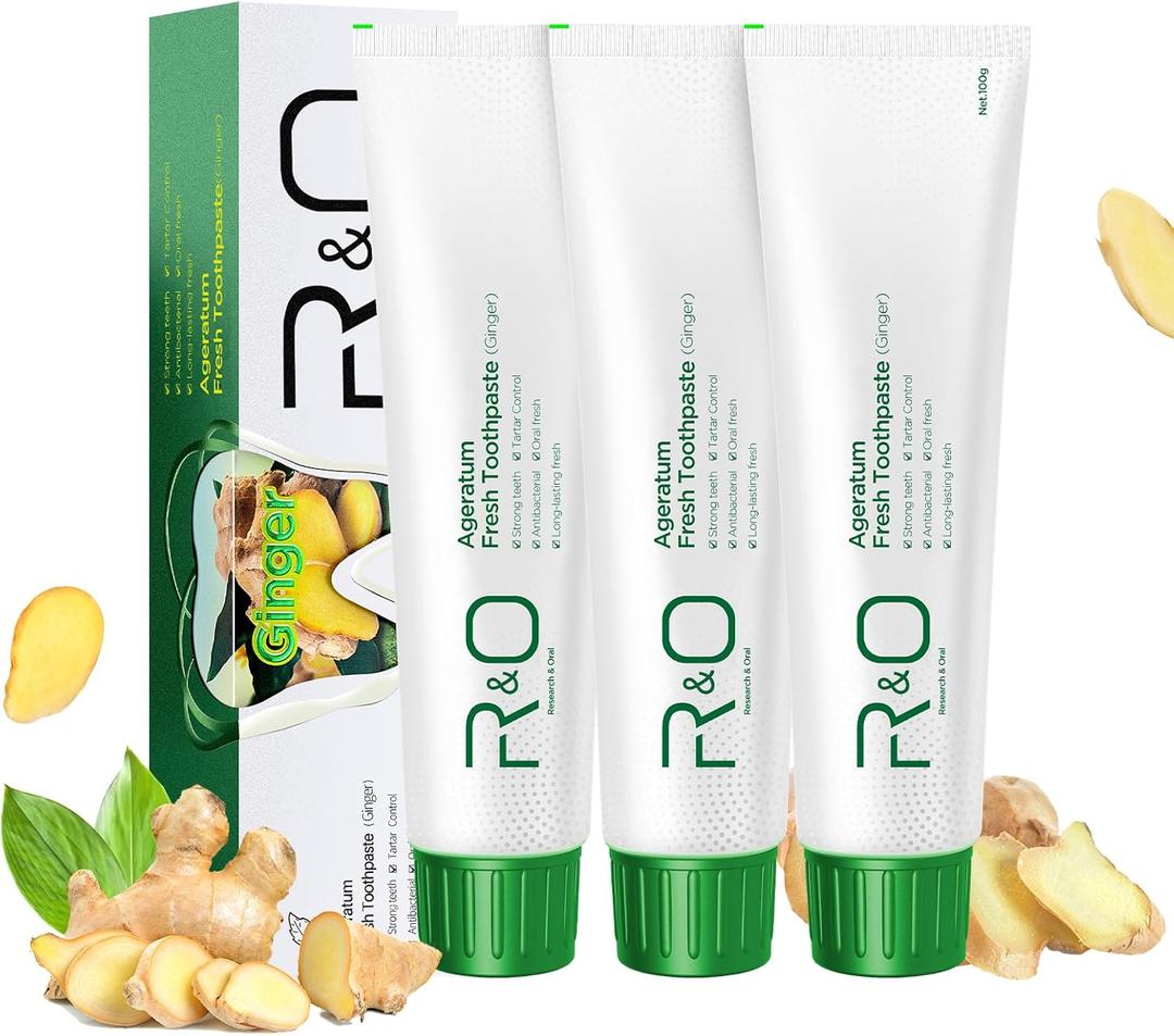 R&O Long-Lasting Fresh Ginger Mint Toothpaste, 3.53 oz - Removes Dental Plaque, Relieves Oral Discomfort, Enhances Oral Health, Maintains Fresh Breath - A Miracle for Oral Hygiene(2 Pack)