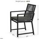 Outdoor Patio Wicker Rattan Dining Chairs, Heavy-Duty Wrought Iron Frame Supports 400lbs, Ergonomic Backrest, Detachable Breathable Cushion, for Garden & Porch, Black, Set of 2