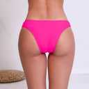 Halcurt Women's Mid Waisted Bikini Swimsuit Bottoms Full Coverage Swim Bottoms (Pink, L)