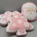 Lanpn Christmas Throw Pillows Set of 3, Christmas Decoration Winter Throw Pillows Snowflake Santa Claus Xmas Tree Cuhsion for Sofa Living Room Bedroom Xmas Decor (Pink)