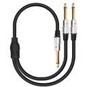 XMSJSIY 6.35mm 1/4" TS Male to Dual 6.35mm 1/4" TS Male Mono Stereo Y Cable Splitter Cord - 50cm