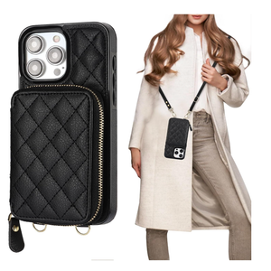 Bocasal Crossbody Wallet Case for iPhone 15 Pro Max, RFID Blocking PU Leather Zipper Handbag Purse Flip Cover, Kickstand Folio Case with Card Slots Holder Wrist Strap Lanyard 5G 6.7 Inch (Purple)
