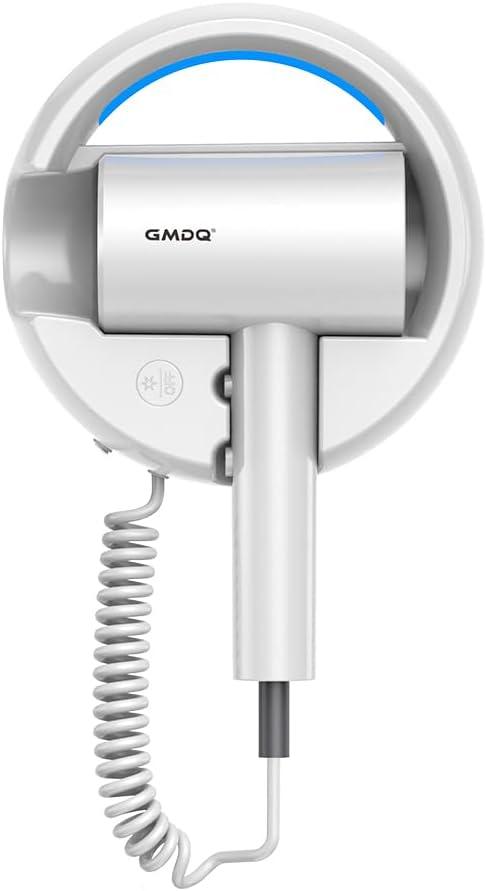 Hotel Wall Mount Hair Dryer for Bathroom with Night Light, 110V, Quiet, Overheat Protection, Negative Ion Technology