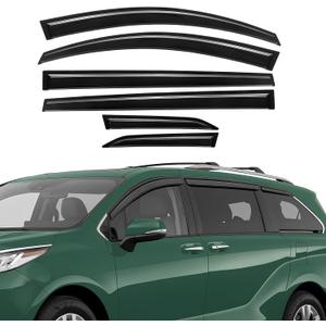 Rain Guards Compatible with Toyota Sienna 2021 2022 2023 2024 2025 2026, Tape-On Extra Durable Side Window Visor Deflectors 2021-2026 Sienna Rain Guard Black 6 PCS