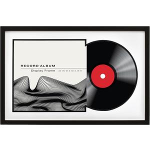 MCS Double Matte Record Album Frame, 16.5x25 Record Frame, Black Frame for LP Vinyl Record & Jacket Display with Black Matting (1-Pack)