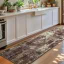 Runner Rug for Kitchen Coffee Hallways Runner Rug Non Slip 2'6''x8' Washable Brown Long Runner Rugs with Rubber Backing Soft Abstract Carpet Runner for Entryway, Kitchen, Bedroom, Bathroom