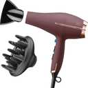 Infiniti PRO by CONAIR Hair Dryer, 1875W Blow Dryer with Diffuser and Concentrator Attachments, AC Motor with Ceramic Technology, 3 Heat & 2 Speed Settings, Plum 