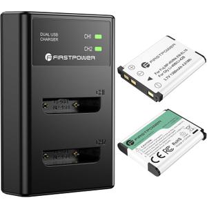 FirstPower NP-45/NP-45A/NP-45S Battery (X2) and Dual Charger for Fujifilm INSTAX Mini 90 Fuji FinePix XP140 XP130 XP120 XP90 XP80 XP70 XP60 XP30 XP20 T560 T550 T510 T500 T400 T360