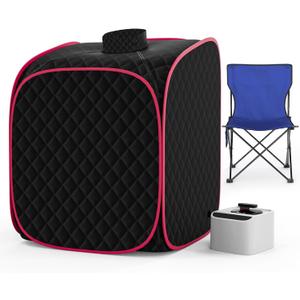 Portable Steam Sauna Box at Home, 9 Levels Heating, Sauna Tent for Home with Steamer and Folding Chair, Sauna Box for Relaxation, Detoxification, Spa, Sauna Box (Black)