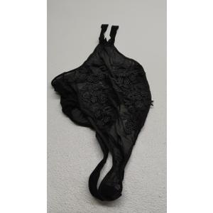 COZYEASE Women's Sheer Mesh Sleeveless Bodysuit Top Halter Backless Floral Embroidered See Through Leotards, Black 