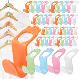 SLMT Space Saving Hanger Extender Hooks - 50PCS Closet Organizer for Plastic, Velvet, Wooden, Wire & Heavy Duty Hangers