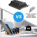Oak Multi-Device Organizer with Cord Organizer and Anti-Scratch Pads Accessories Set  Vertical Stand for Laptops, Tablets, Phones, and External Hard Drives  Desk Station Dock for Home Office