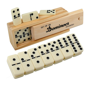 Smilejoy Dominoes Set for Adults, Domino Set for Classic Board Games,Double 6 Domino Game Set 28 Pieces with Wood Case (2 Players)