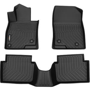 GINOWY- Floor Mats for Mazda 3 2018-2014, TPE All Weather Protection Car Mats for Mazda 3 2018 Non-Slip Floor Liners Waterproof Heavy Duty Automotive Accessories Black