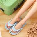 Shower Shoes Travel Slippers for Women Men, Folding Slides Sandals, Portable Hotel Spa Slippers, Waterproof Quick Drying Flip Flops, Beach Sandals (Blue)