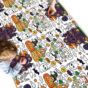 OHOME Halloween Paper Coloring Tablecloth - 54" x 88" Rectangular, Paper with Coating, Halloween-themed Kids' Tablecloth