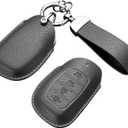 Key Fob Cover for Hyundai, Premium Leather Key Case Shell with Keychain for Hyundai Elantra GT Ioniq Sonata Tucson 4 Buttons (Grey)