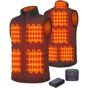Men's Heated Vest with 16000mAh 7.4V Battery, Ergonomics Heating System, Smart Temp Control, Heated Vest for Men (Large, Black)