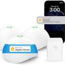 Meross Smart Water Sensor Alarm 3 Pack, WiFi Water Leak Detector Support Apple HomeKit, SmartThings, IP67 Waterproof with App Alerts, Alarm, 100M Range for Home Basement Kitchen (Meross Hub Included)