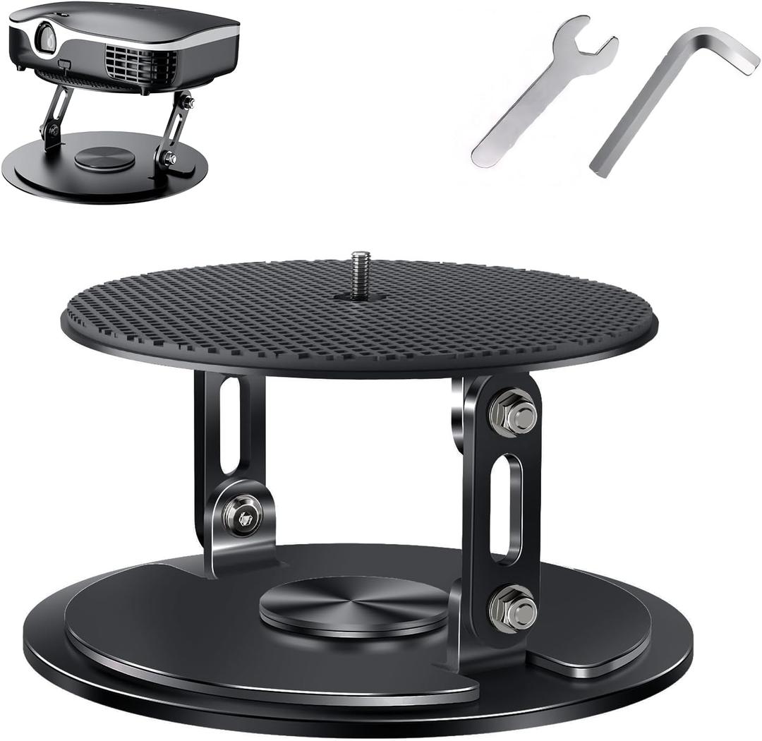 Desktop Projector Stand Table, Foldable Tabletop Projector Holder Mount with 1/4" Screw and 360 Rotating Mental Base, Easy Setup Stand for Most Projectors for Home, Office, Outdoor Projection