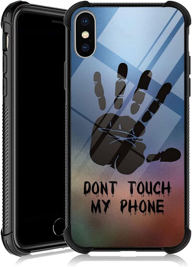 DJSOK Compatible with iPhone Xs Max CaseDesign Pattern Back Bumper Anti Scratch Reinforced Corners Soft TPU Caver,Cases for Men Women-Dont Touch My Phone 001